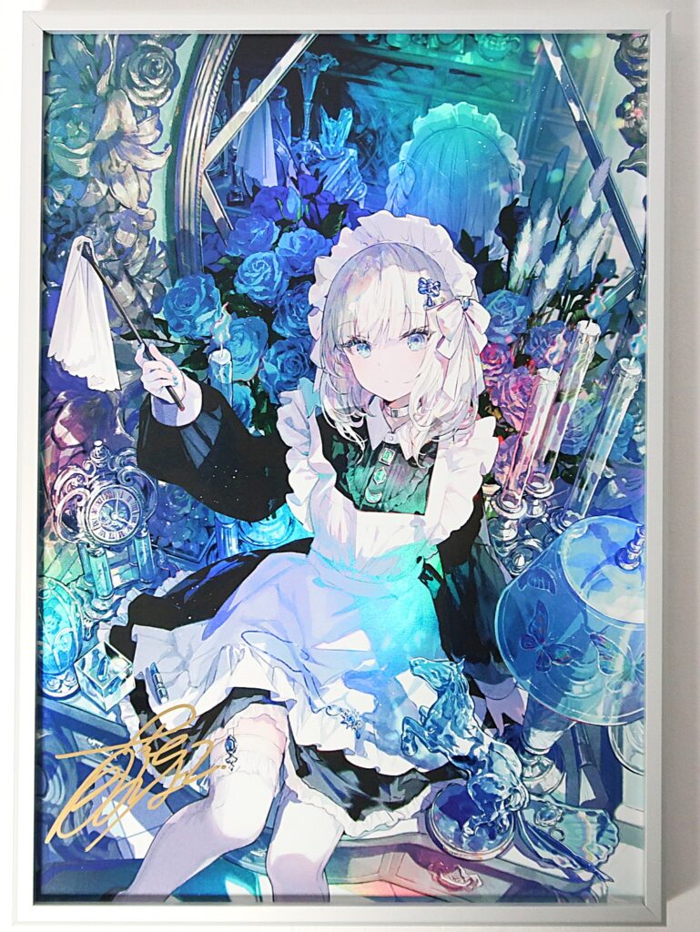藤ちょこ 「メイドと青透館」 オーロラアート / ホログラフィック印刷 A4サイズ